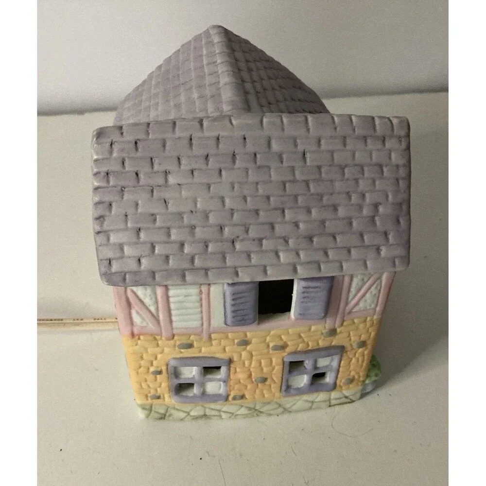 Lighthouse Cobblestone Home Village House 4” x 5” Vintage Light-Up Decor Shelf